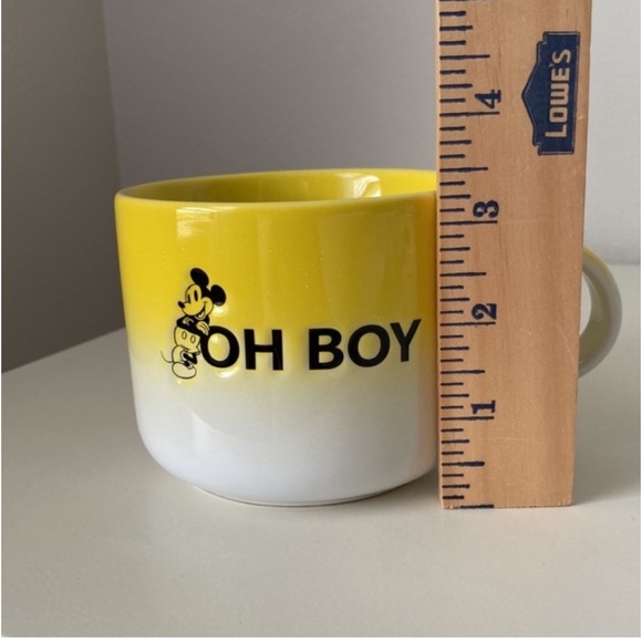 Mickey Mouse 'Oh Boy' DISNEY Coffee Mug Yellow White Large Heavyweight new - Picture 3 of 4